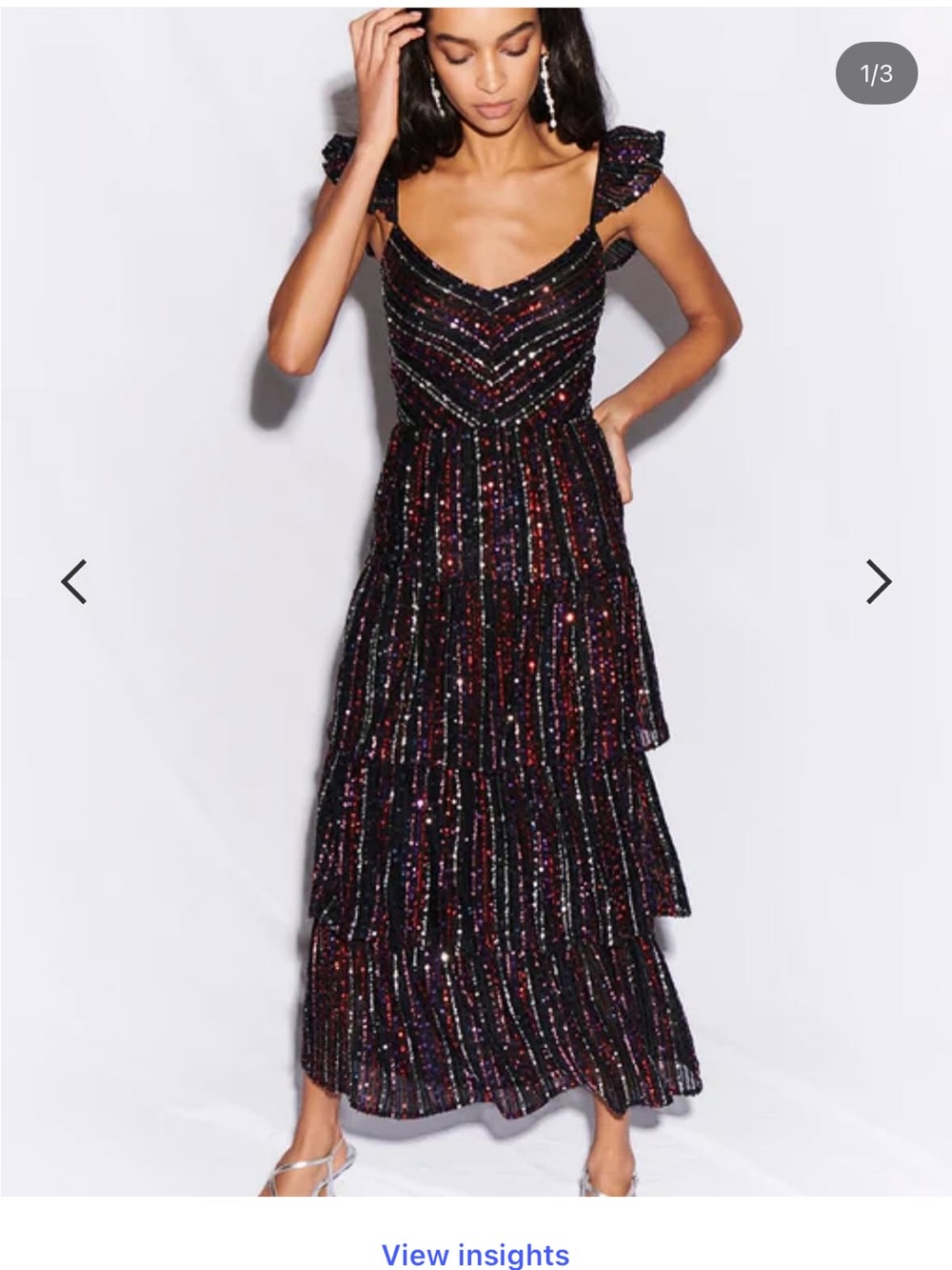 Saylor Multi-Color Sequin Tiered Maxi Dress